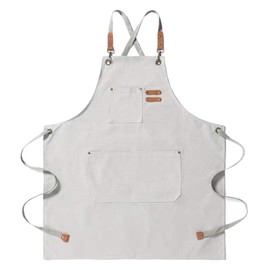 Apron, Work Apron, Outdoor, Men's, Camping, Gardening, Work, DIY, Artisans, One Size Fits Most, Unisex, Chef, Work Apron, Plake/Thick, Cotton, Canvas, Lightweight, For Gardening, Work, Cooking,, white