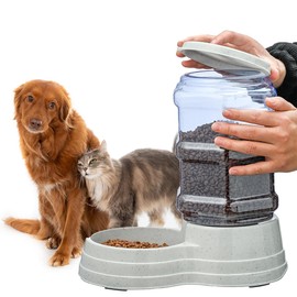 Gravity Automatic Pet Feeder for Large Breeds,11L Large Dog Food Feeder Dispenser with Detachable Top Lid,Large Capacity Dry Food Storage Bowl for Large Pet