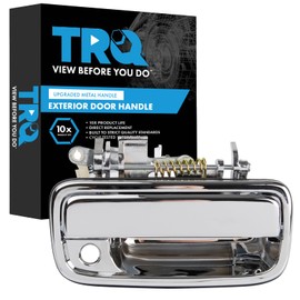 TRQ Metal Reinforced Front Right Exterior Door Handle Chrome Chrome, Plastic & Steel Passenger Side Compatible with 1995-2004 Toyota Tacoma