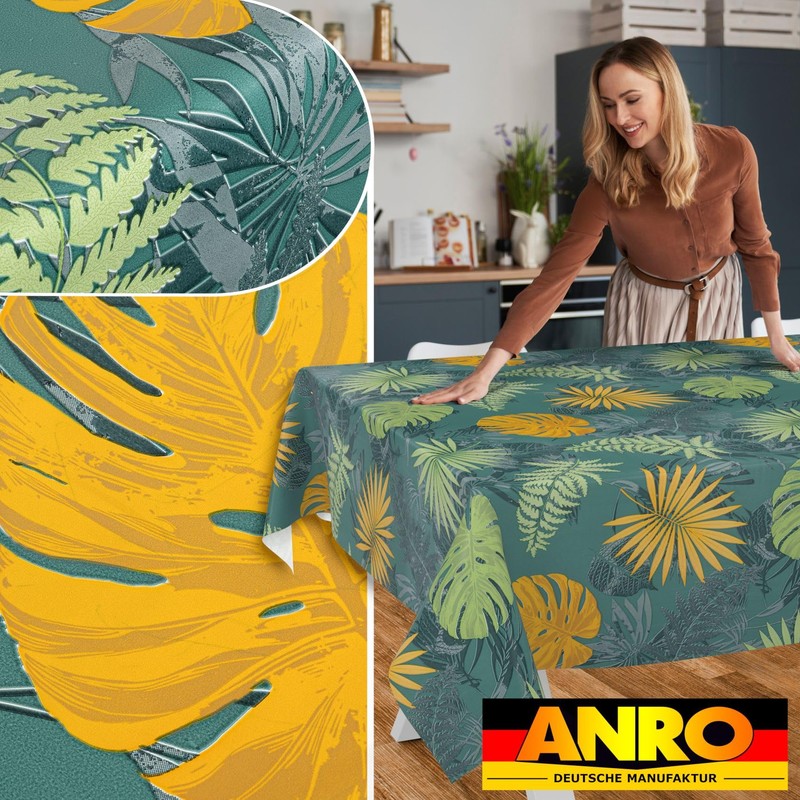 ANRO Oilcloth Tablecloth Washable Wax Tablecloth Garden Tablecloth Round Oval