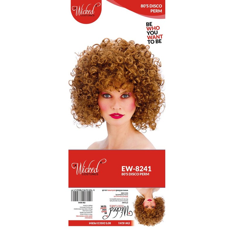 Wicked Costumes 80's Disco Perm Brown for Fancy Dress Accessory