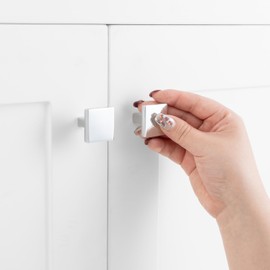 ASKANO 20 Pack 1-1/8 Inch, Square Polished Chrome Cabinet Knobs Chrome Drawer Knobs Chrome Cabinet Pulls, ZK2401 Solid Kitchen Hardware for Cabinets Drawers Bedroom Dresser Bathroom Vanity Cupboard