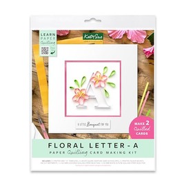 Katy Sue Floral Letter Paper Quilling Card Making Kit - Letter A. Kit Contains Quilling Templates, Coloured Strips, Mounts, Card Making Sentiments & Envelopes. Makes The Initial A