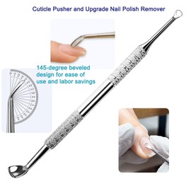 Pingispower Cuticle Pusher with Fork, 2PCS Professional Cuticle Remover Tools, Premium Stainless Steel Cuticle Trimmer Cutter Durable Manicure Kit and Pedicure Tool Set for Fingernails and Toenails