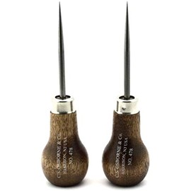 C.S. Osborne Scratch Awl #478 (3-7/8" Long) Leather Tools Made in USA Set of 2 ((Improved))
