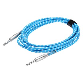 sourcing map Guitar Instrument Cable, 10 Feet 1/4 Inch to 1/4 Inch Straight to Straight Angle Electric Guitar Jack Cable Wire for Guitar Bass, White Blue