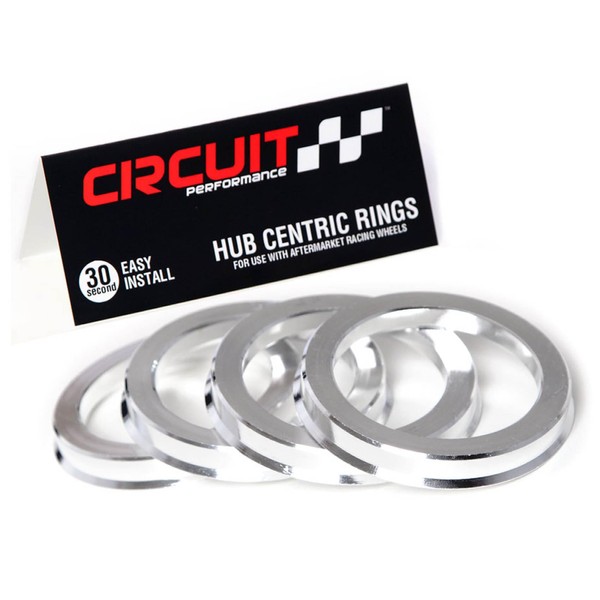 Circuit Performance 66.6mm OD to 57.1mm ID Silver Aluminum Hub Centric Rings