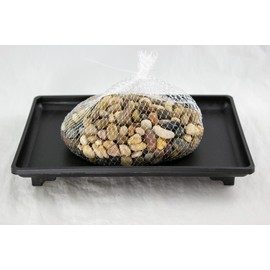 Yubonzai 1 Rectangular Black Plastic Humidity/Drip Tray for Bonsai Tree and House Indoor Plants + Rock 9"x 6"x 1" (B-9+R)