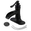 BWE Black Bathroom Faucet Matte Waterfall Farmhouse Vanity Sink Lavatory