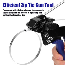 Heavy Duty Cable Tie Gun, 150x 304 Stainless Steel Zip Ties, Metal Cable Tie Gun Tensioning Cutting Tool for Chicken Coop Wire Fencing Chain Link Dog Fence Post Outdoor Garden Wire, Release Tool