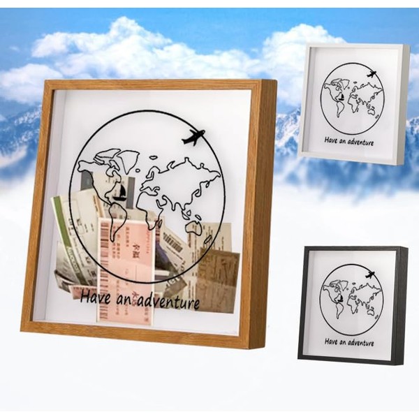 Kunstlhua Adventure Travel Shadow Box with Slot,12x12 Adventure Archive Box
