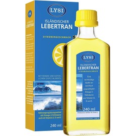 Lysi in – Icelandic Cod Liver Oil with Vitamins A, D & E, Lemon Flavour, 240 ml, in – Icelandic Cod Liver Oil High Quality for a Strengthened Immune System