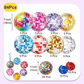 AQUGOO 84Pcs 70s Retro Disco Disposable Paper Plate and Latte art,Sparkly Rock Dance Party,Birthday Bachelorette Plates Decorations Supplies