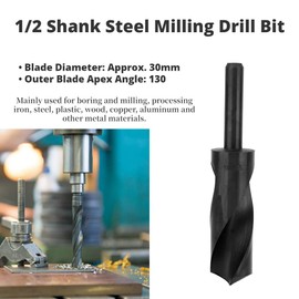 Spiral Drill Bit Steel Drill Bit Drilling Tools HSS Twist Drill Shank Drill Bit 1/2 Straight Shank Twist Drill Metal Drill Bit 25 mm / 30 mm High-Speed Steel Milling Drill Bit for Wood Metal (30 mm)
