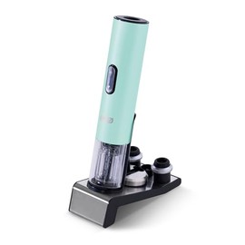 Dash Serve & Preserve Wine Set – Rechargeable Electric Wine Preservation System – Wine Bottle Opener, Vacuum Sealer, 2 Reusable Caps + Charging Base – Aqua