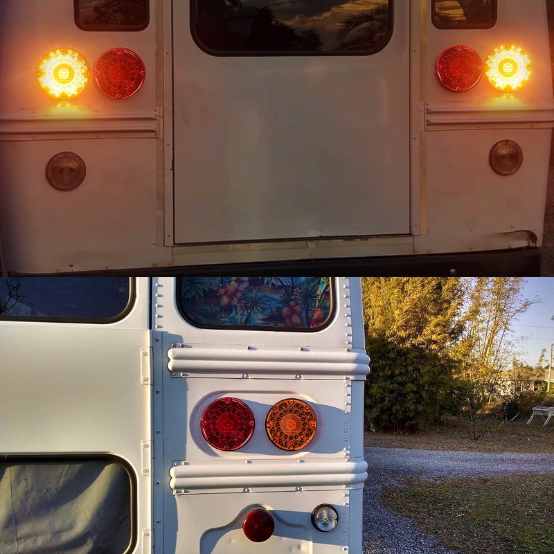 Partsam 2Pcs 7" Round Transit Tail Lights Amber 36 LED,