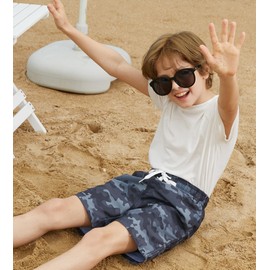 swimsobo Teens Boys Swim Trunks Size 14-16 Kids Swimsuit Black Camouflage Swimming Bathing Suit Compression Liner Boardshorts