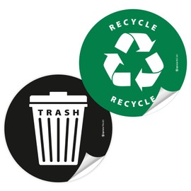 IGNIXIA (Pack of 04 Recycle & Trash Stickers Indoor & Our Door Trash Bin Decals Recycle & Trash Symbols Sticker 4 X 4 Inches Self Adhesive Peel & Stick (Green/Black)