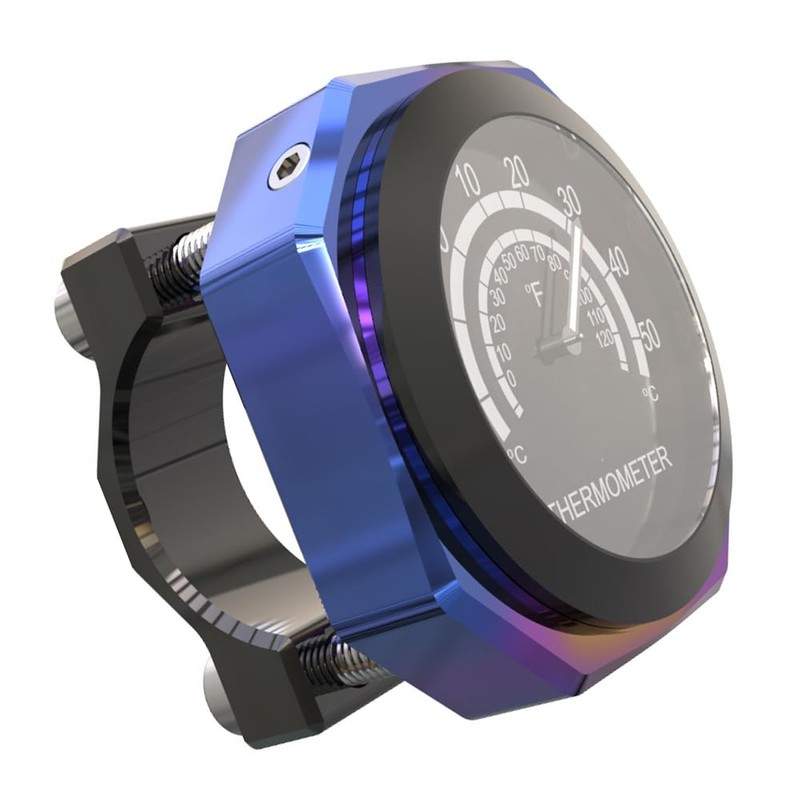 Baceyong Motorcycle Handlebar Thermometer Waterproof Luminous Alloy Temperature Display Compatible