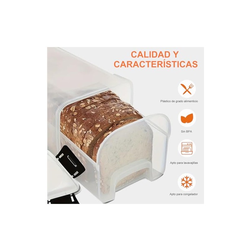 Caja para Pan con Bandeja, Contenedor para Pan con Tapa
