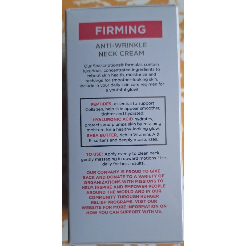 SPAScriptions Firming Anti-Wrinkle Neck Cream With Hyaluronic Acid, 1.7 FL