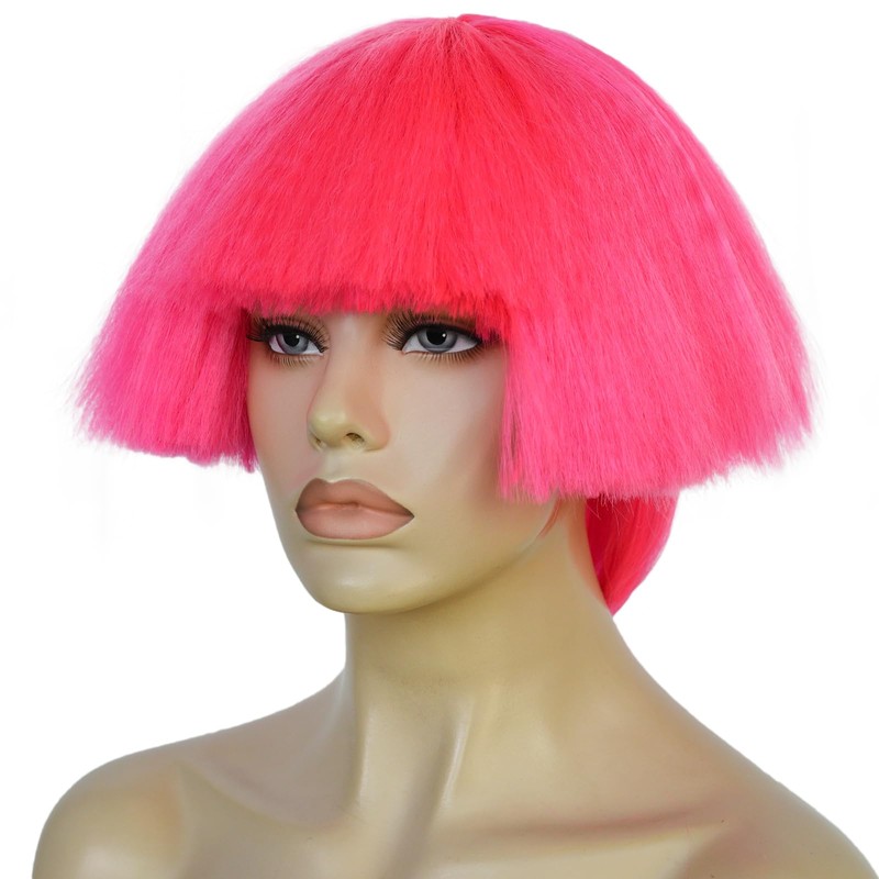 IMEYLE Yaki Wig Pink Bowl Cut Wig Women Fluffy Straight