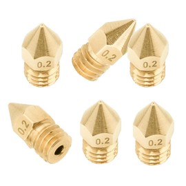 3D FREUNDE MK8 Makerbot RepRap Anet A8/A6 Flashforge CtC Extruder Hotend Print Head Nozzle Brass for 1.75 mm Filament 3D Printer (Nozzle) M6 (6 x 0.2 mm) Pack of 6