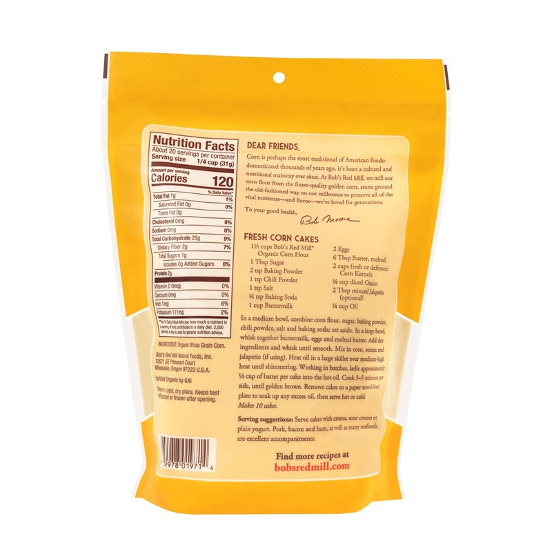 Bob's Red Mill Organic Corn Flour, 22 Oz