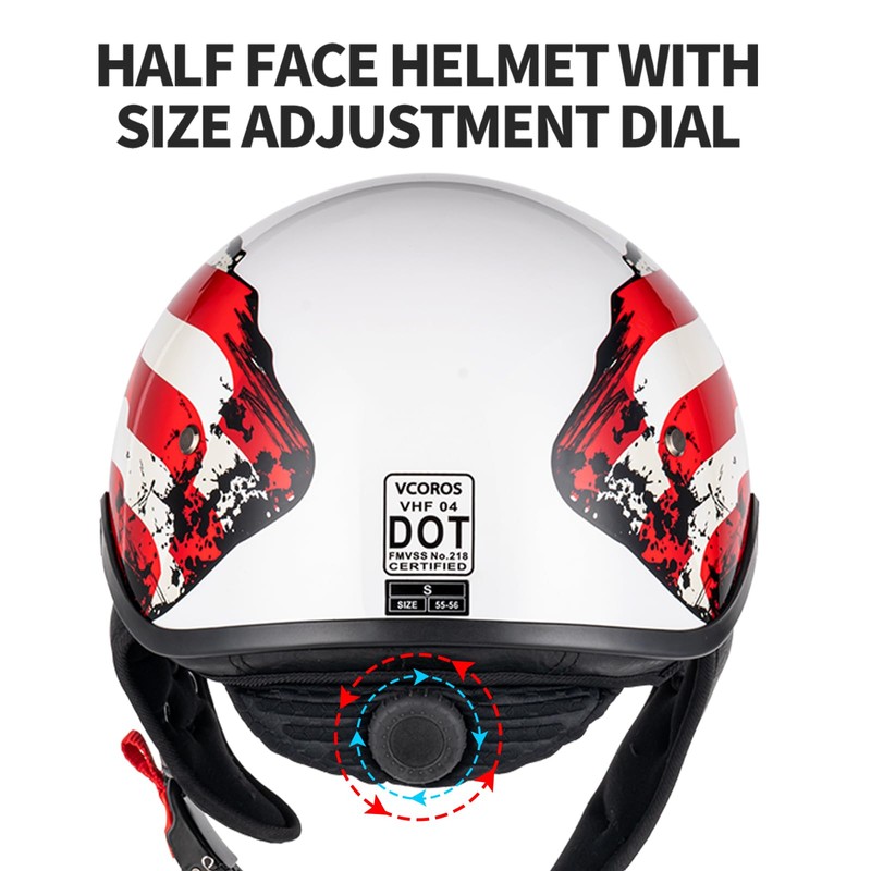 VCOROS Half Helmets Motorcycle VHF04 Open Face Sun Visor Quick