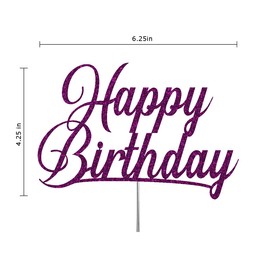 Decoración para tartas con purpurina de feliz cumpleaños, ideas para decoración de fiesta de cumpleaños, decoración de alta calidad, resistente purpurina de doble cara, palo de acrílico. Fabricado en Estados Unidos (morado)