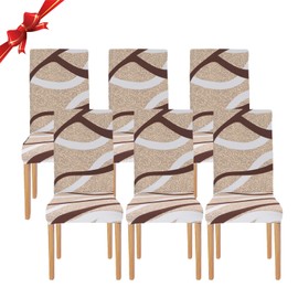 Jaotto Chair Covers, Set of 6, Universal, Stretch Chair Covers, Set of 6, Modern Chair Covers, Swing Chairs, Elastic, Durable Chair Covers for Dining Room, Banquet Decoration (Modern Line, 6 Pieces)