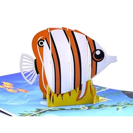 Pop-up Greeting Cards - Unique 3D Fish-themed greeting cards for Christmas or birthdays, perfect for children to adults, featuring impressive animal shapes!