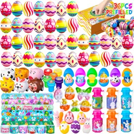 DMIGHT DMIGHT 36 PCS Prefilled Easter Party Favors Including Keychains, Stampers, Easter Party Decorations
