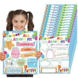 Sherr 60 Pack Kids All About Me Posters 11 x 14 in Colorful Classroom Activity Sheets All About Myself Star of the Week Poster for Elementary Preschool Kindergarten School Teacher Supplies