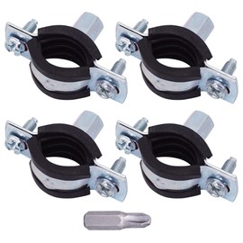 SKIR'CO Pipe Support with Rubber Lining for 20-25 mm Pipes, Pipe Clamps, Pipe Carrier for Wall and Ceiling Mounting (Pack of 4)