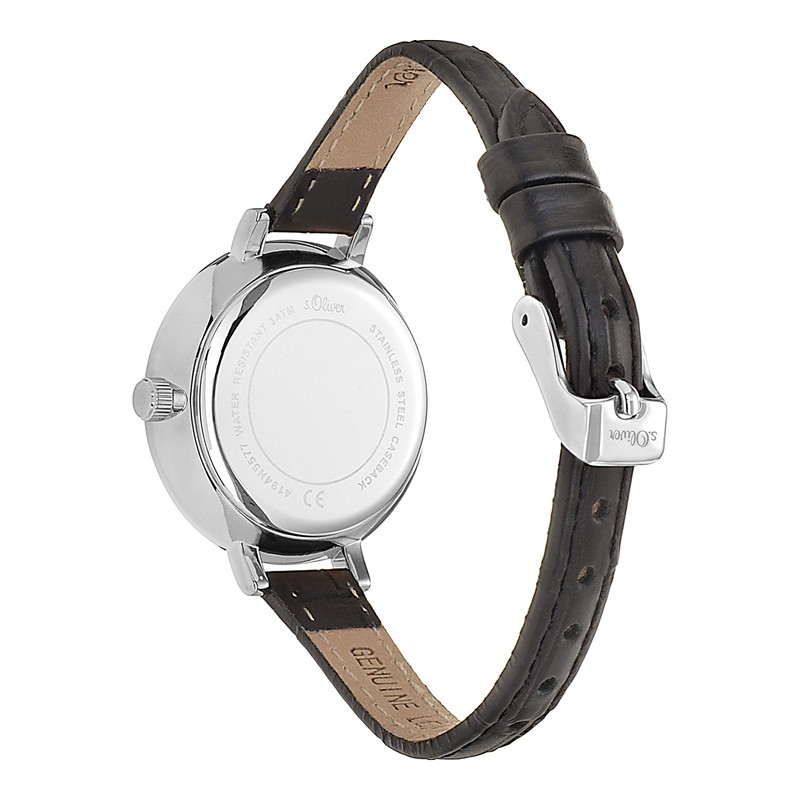 s.Oliver Women's Analogue Quartz Watch, Silver-black, Strap.