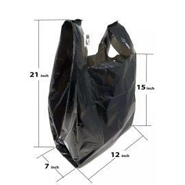 Homerite Grocery Shopping Plastic T-shirt Bags Plain 12 x 7 x 21 (Black 150)
