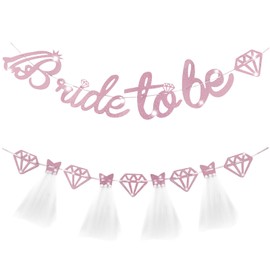 Juivesia Rose Gold Bride to Be Bachelorette Party Banner, Glitter Hen Party Decorations Engagement Hanging Sign Bridal Shower Wedding Supplies
