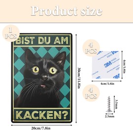 CYUaoao Bist Du Am Kacken Cat Sign Funny Metal Tin Sign Vintage 30 x 20 cm Tin Sign Wall Decoration Bathroom Funny Signs Cat for Bathrooms Toilet or Pet Toilet