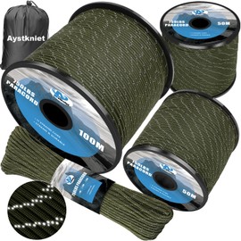 Aystkniet 750LB Paracord Rope, 11 Strands Parachute Cord 31M / 100FT, 4mm Reflective Tactical Rope | Ideal for Paracord Bracelet Kit, DIY, Crafting, Camping, Survival, Outdoor and Home Improvement