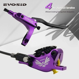 4-Piston Hydraulic Brakes Kit with 160mm Floating Disc Rotors, Aluminum Alloy Levers CNC Machined Left Front 800mm Right Rear 1500mm Hydraulic Brake Set with Cooling Brake Pad for MTB,DH,XC(Titanium)