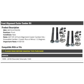 Front Alignment Caster Camber Kit - Compatible with 1999-2018 Chevy Silverado 1500