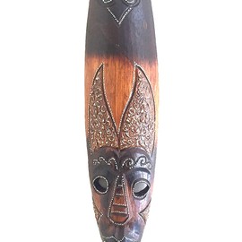 OMA Set Of (3) Tiki Masks Wooden Hand Crafted Tropical Polynesian Hawaiian Wall Art Home Decor With Vibrant Colors And Details 12" High (Polynesian)