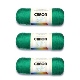 Caron Simply Soft Kelly Green - Paquete de 3 hilos de 170 g/6 oz - Acrílico - 4 medianos (peinados) - 315 yardas - Tejer, ganchillo y manualidades