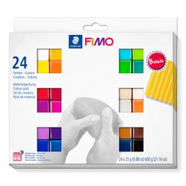 Staedtler Fimo Soft 8023 02 Oven Hardening Modelling Clay 24 Half Blocks Assorted Colours