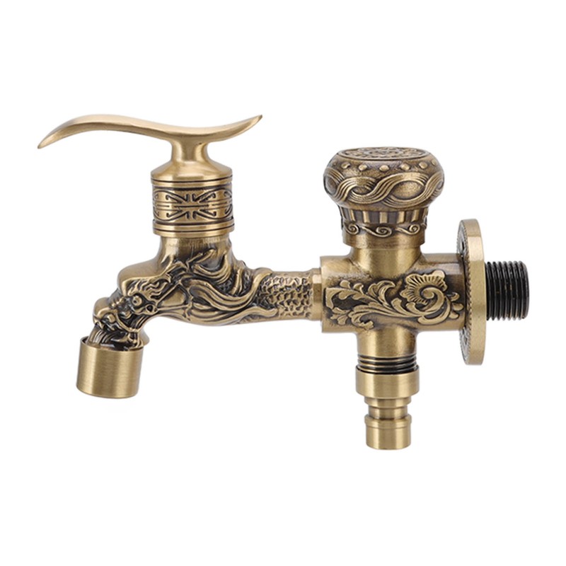 Water Tap 2 Handles 1 Hole Oil Rub Antique Dragon