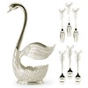 Decorative Swan Base Holder with 3 Spoons and 3 Forks,