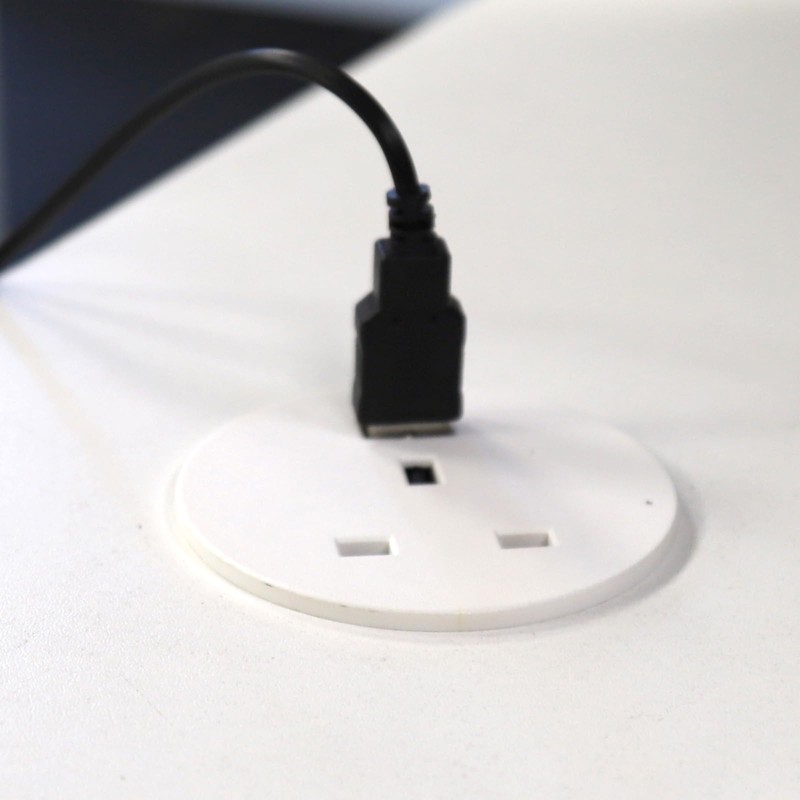 Office Desk Mount 60mm Grommet with UK Mains Power and