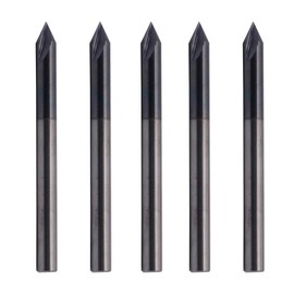 BestParts 5pcs High Performance Solid Carbide End Mill, Chamfer Mill - Single End - AlTiN Coated, 2 Flute, 60° Chamfer Angle, 1/8" Cutting Diameter, 1/8" Shank Diameter, 1-1/2" Overall Length