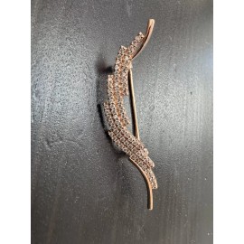 Unbranded 585 14K RG Rose Gold Stamped 2” Natural Zircon Symmetry Sparkle Brooch